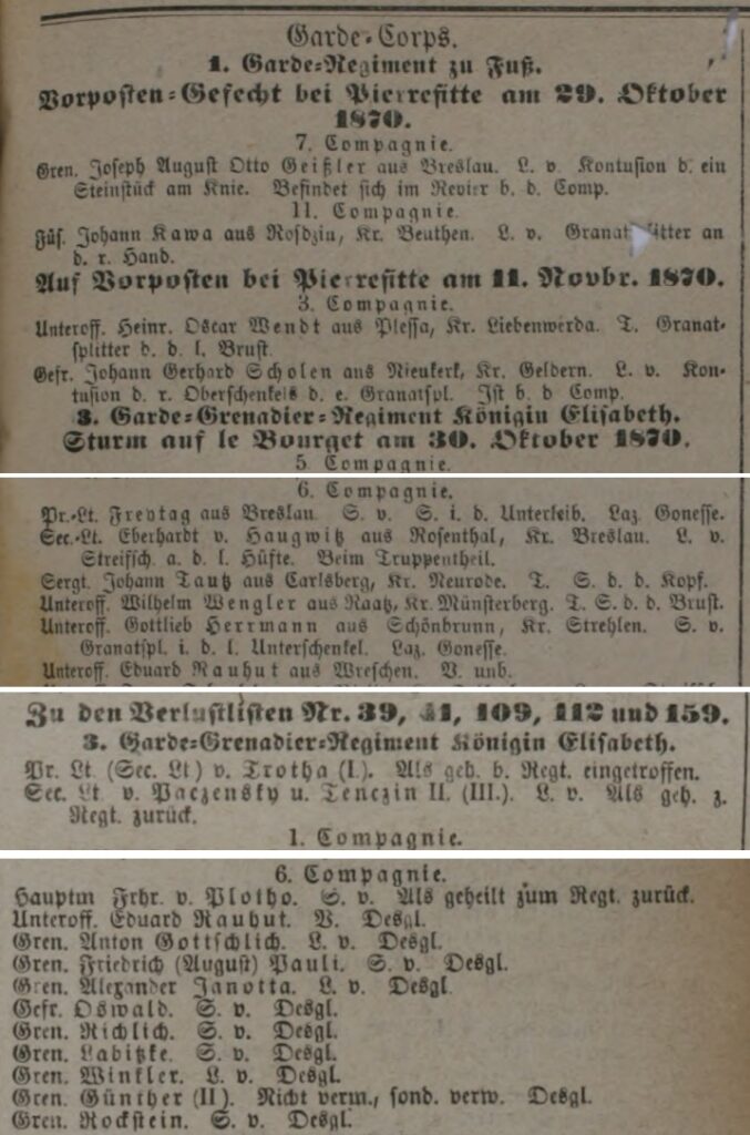1870 10 30 m Eduard Rauhut Wreschen Verlustliste 112